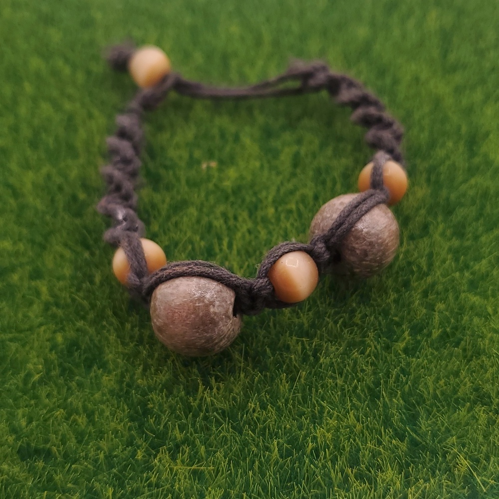 Survivalist Natural Wooden Braided Bracelet B3014